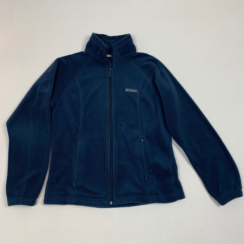 Columbia Womens M Navy Blue Benton Springs Full Zip Fleece Jacket Coat WL6439